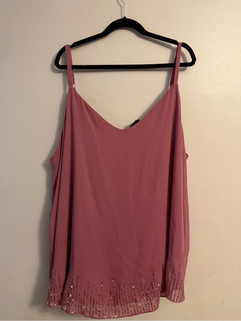 torrid Dusty Rose Sequin Hem V-Neck Cami